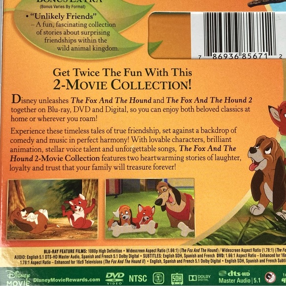 The Fox and the Hound 1 & 2 Authentic Disney Movie Club Exclusive NEW - Picture 10 of 11